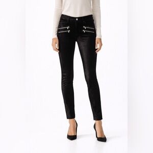 PAIGE Women’s Edgemont Ankle Black Velvet High Rise Zip Skinny Pants, size 27